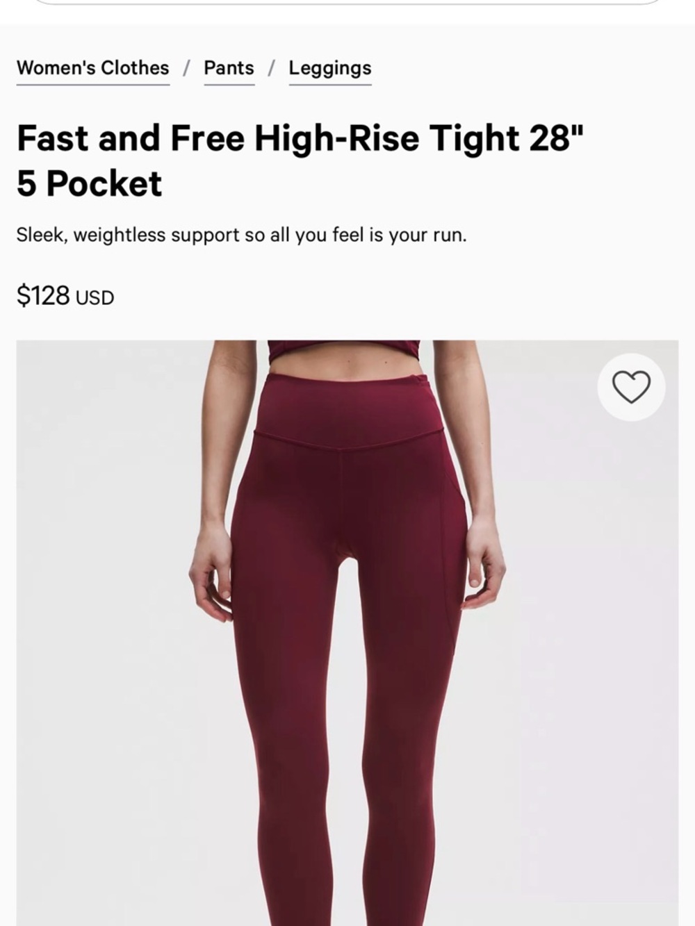 lululemon athletica High-Rise 25” Burgundy size 10 BRAND NEW (HUGE DISCOUNT)!!